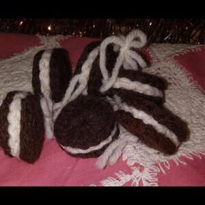 Oreo Crocheted Hanging Ornaments. Handmade. Lot Of 6. Foodie.